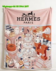 Hermès Surreal Chess City Flannel Throw Blanket IMG_5066